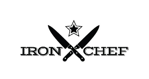 Iron Chef logo with crossed knives, star.